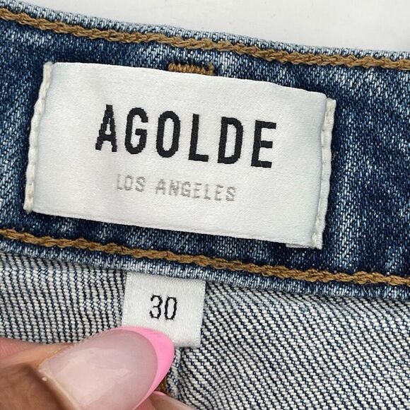 AGOLDE Riley High Rise Straight Crop Jeans – Frequency Wash Denim Size 30 - Picture 13 of 17